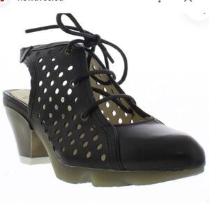 Fly London Lace Up Sling Back Black Shoes Size 7.5